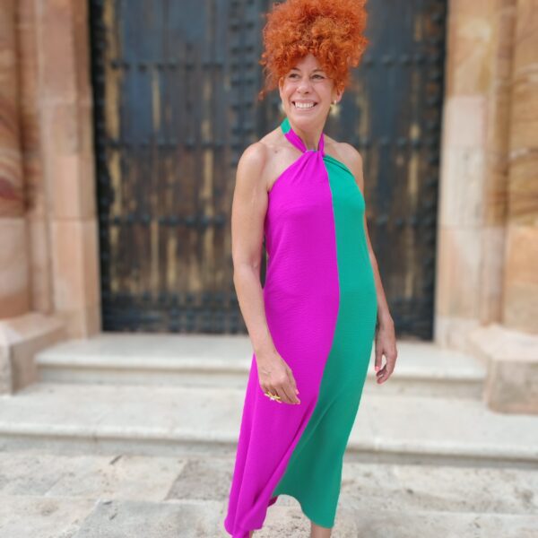 Vestido bicolor verde