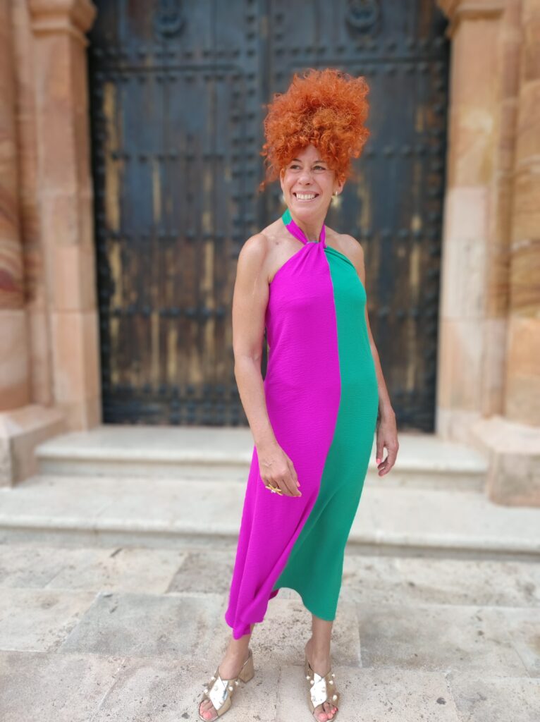 Vestido bicolor verde
